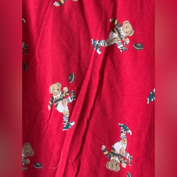 Ralph Lauren bear print joggers pajama pants drawstring logo patch football polo - Picture 5 of 11